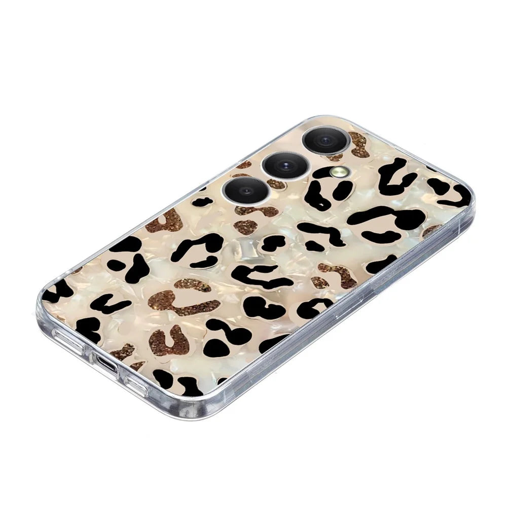 For Samsung Galaxy A55 5G Case Pattern Printing Shockproof Soft TPU Phone Cover - Leopard Print - 4