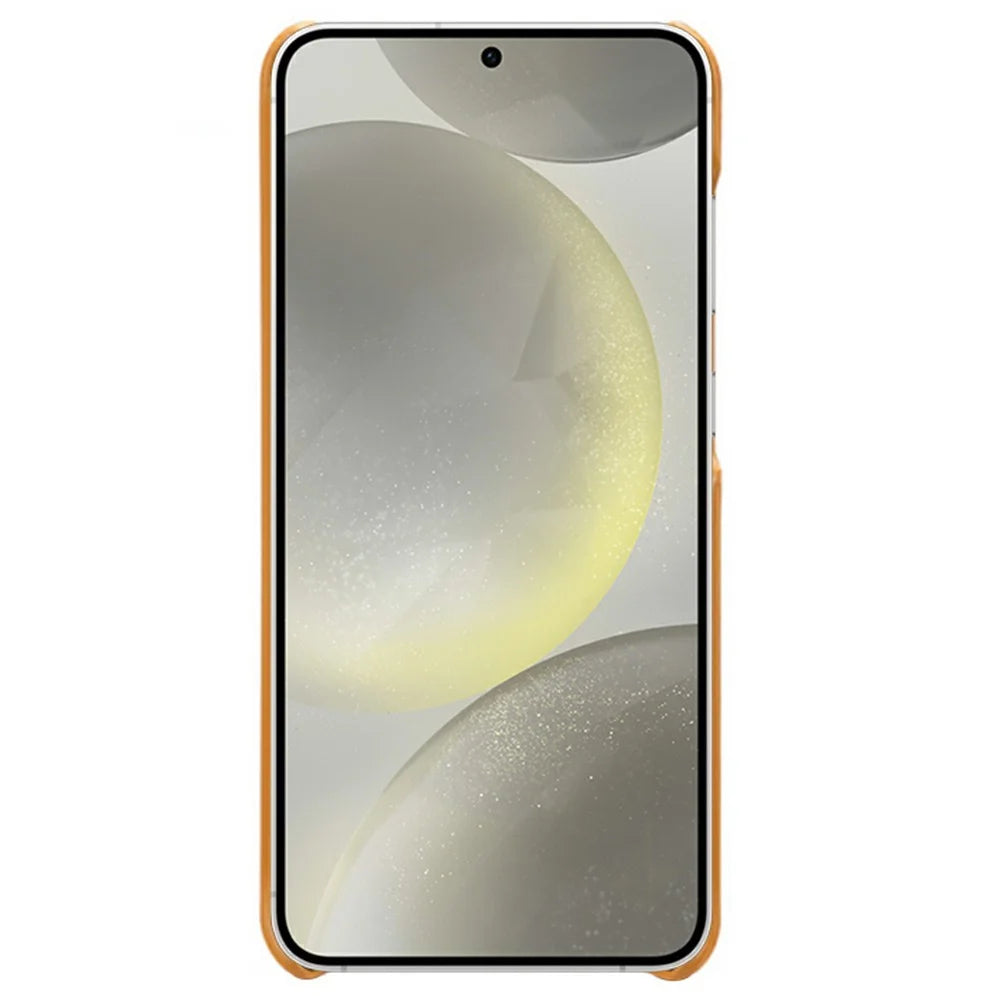 For Samsung Galaxy S25+ Case Dual Card Slots PU Leather + Hard PC Phone Cover - Orange - 3
