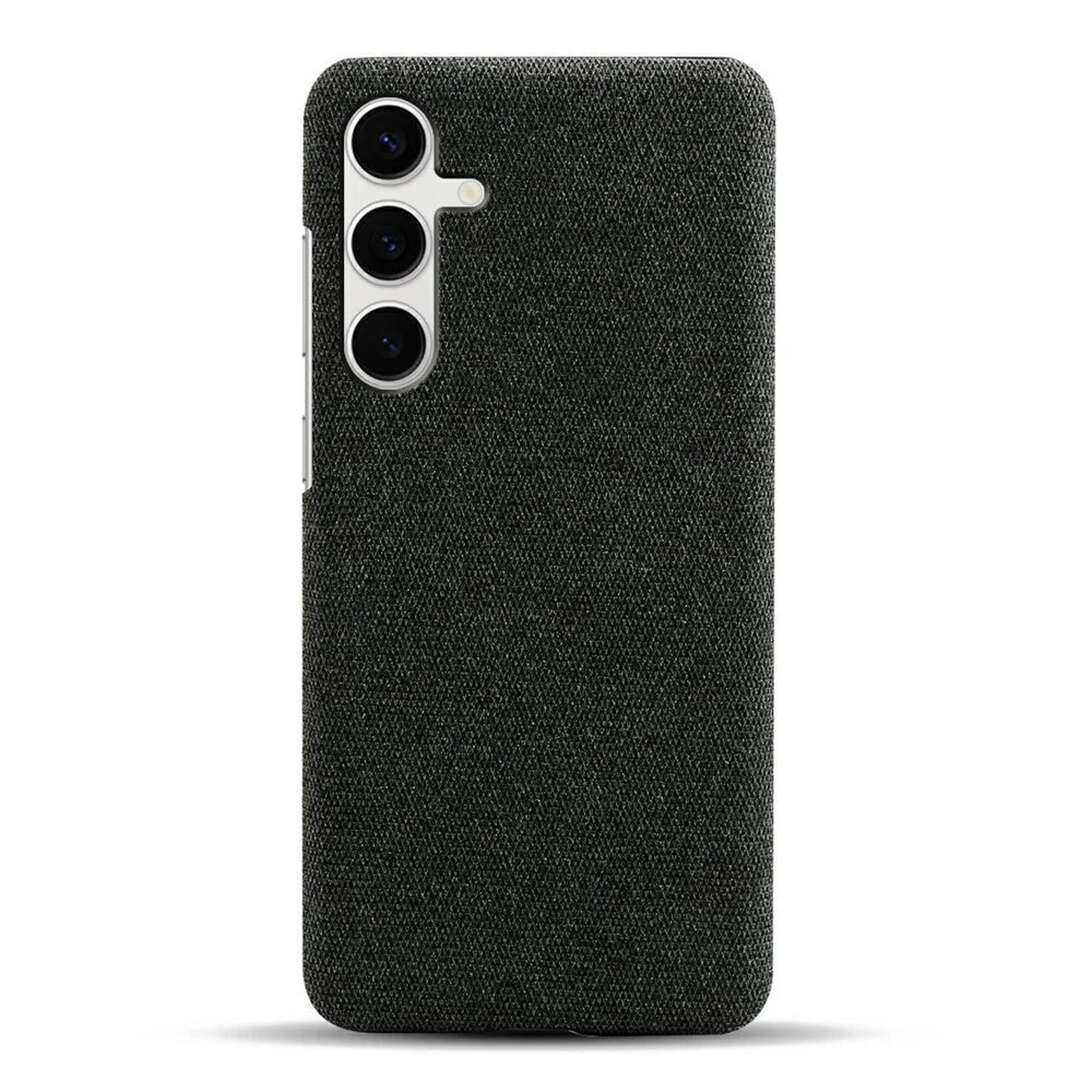 For Samsung Galaxy S25+ Case Cloth Texture Anti-Scratch Protective PC Phone Cover - Black - 3