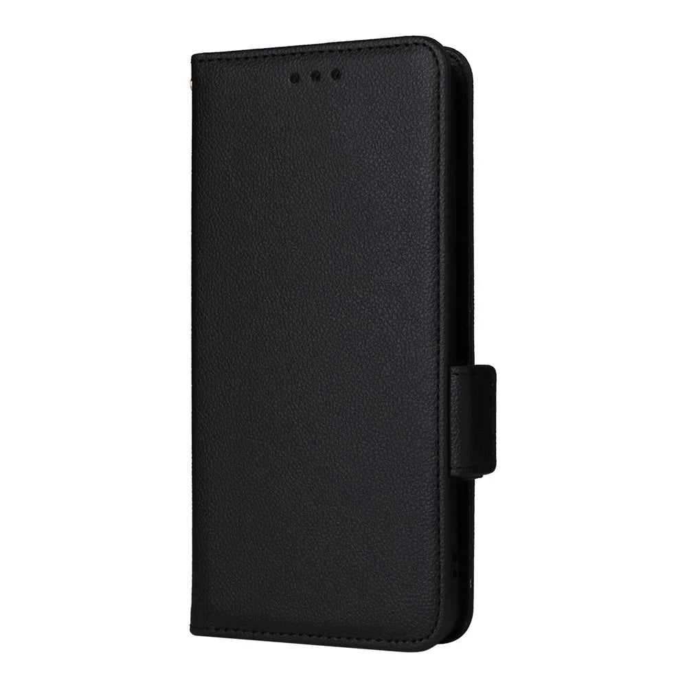 For vivo X200 5G Case with Wrist Strap Litchi Texture PU Leather Wallet Phone Cover - Black - 7