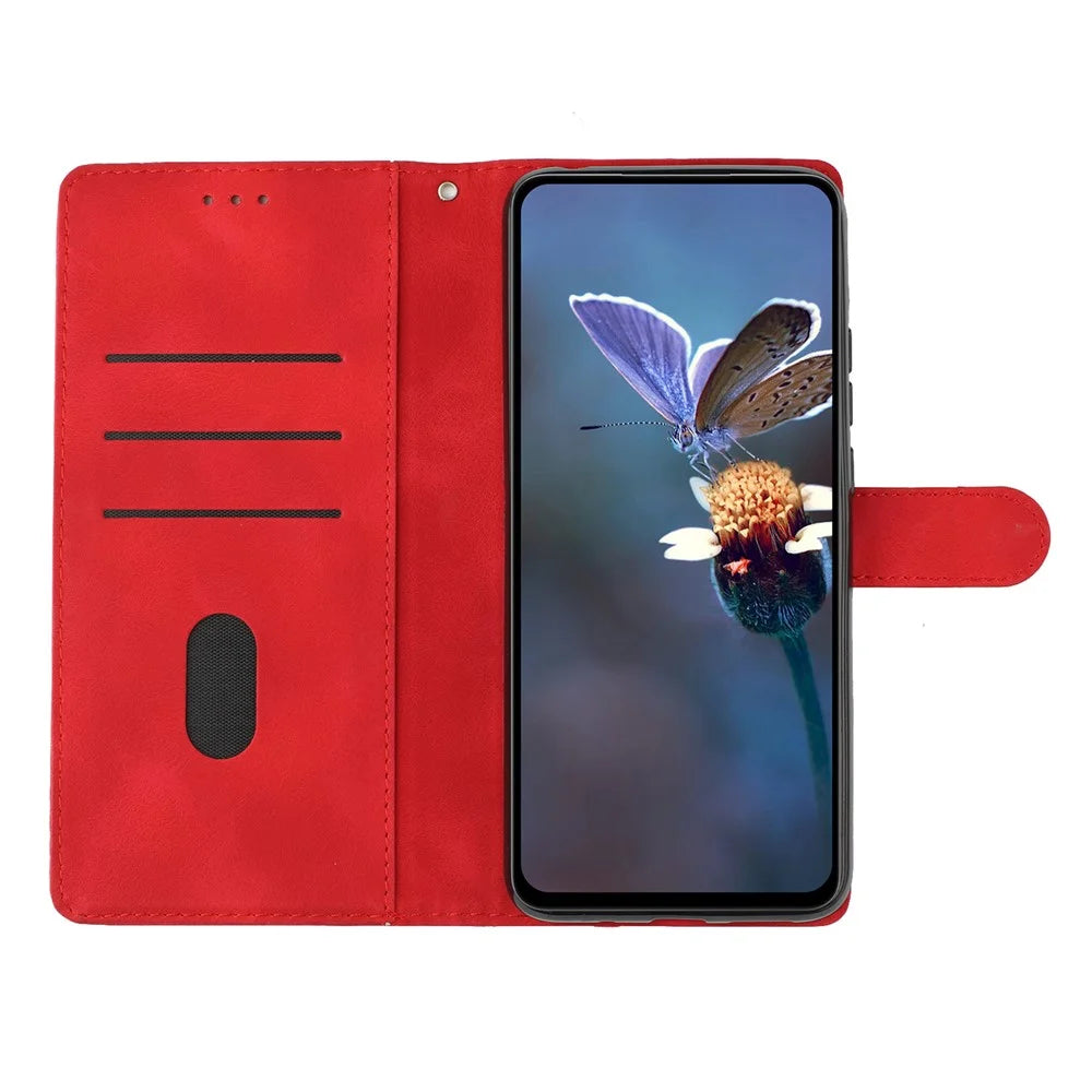 For Samsung Galaxy S25 Ultra Case Butterfly Flower Pattern Skin-Touch Leather Phone Cover - Red - 2