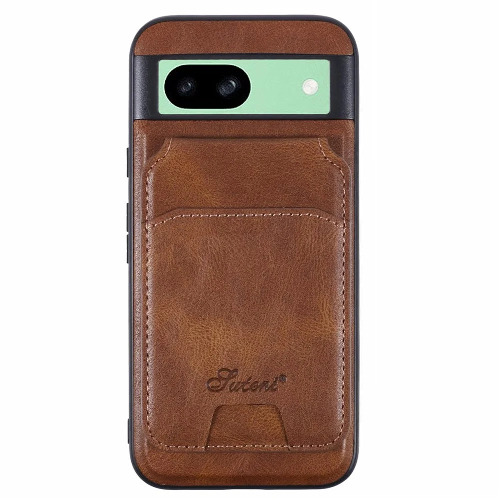 SUTENI H15 For Google Pixel 8a Magnetic Case Detachable Card Holder Phone Cover - Brown - 1