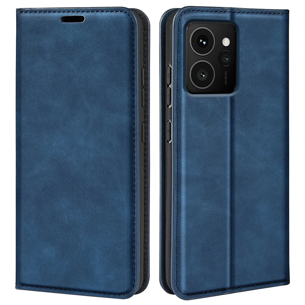 For HMD Skyline Case Skin-Touch Leather Wallet Phone Cover - Blue - 1