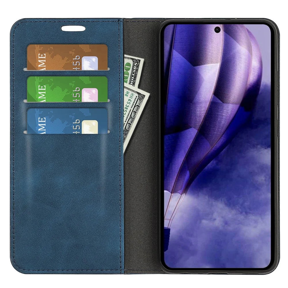 For HMD Skyline Case Skin-Touch Leather Wallet Phone Cover - Blue - 2