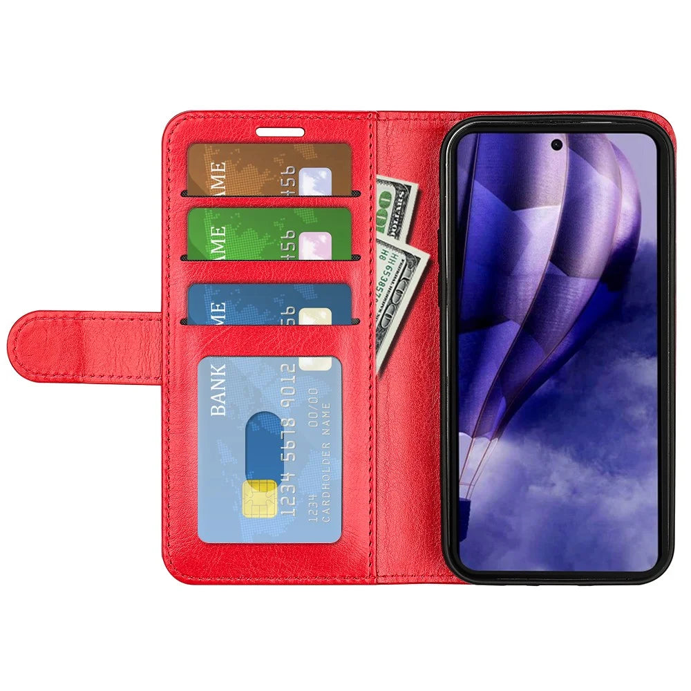 For HMD Skyline Wallet Case Crazy Horse Texture Stand Leather Phone Cover - Red - 2