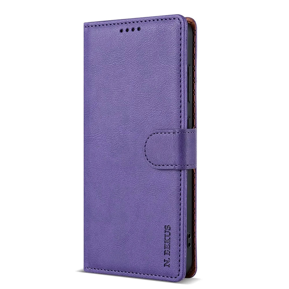 N.BEKUS CSJ-001 For Samsung Galaxy S25 Stand Case PU Leather Wallet Phone Cover - Purple - 7