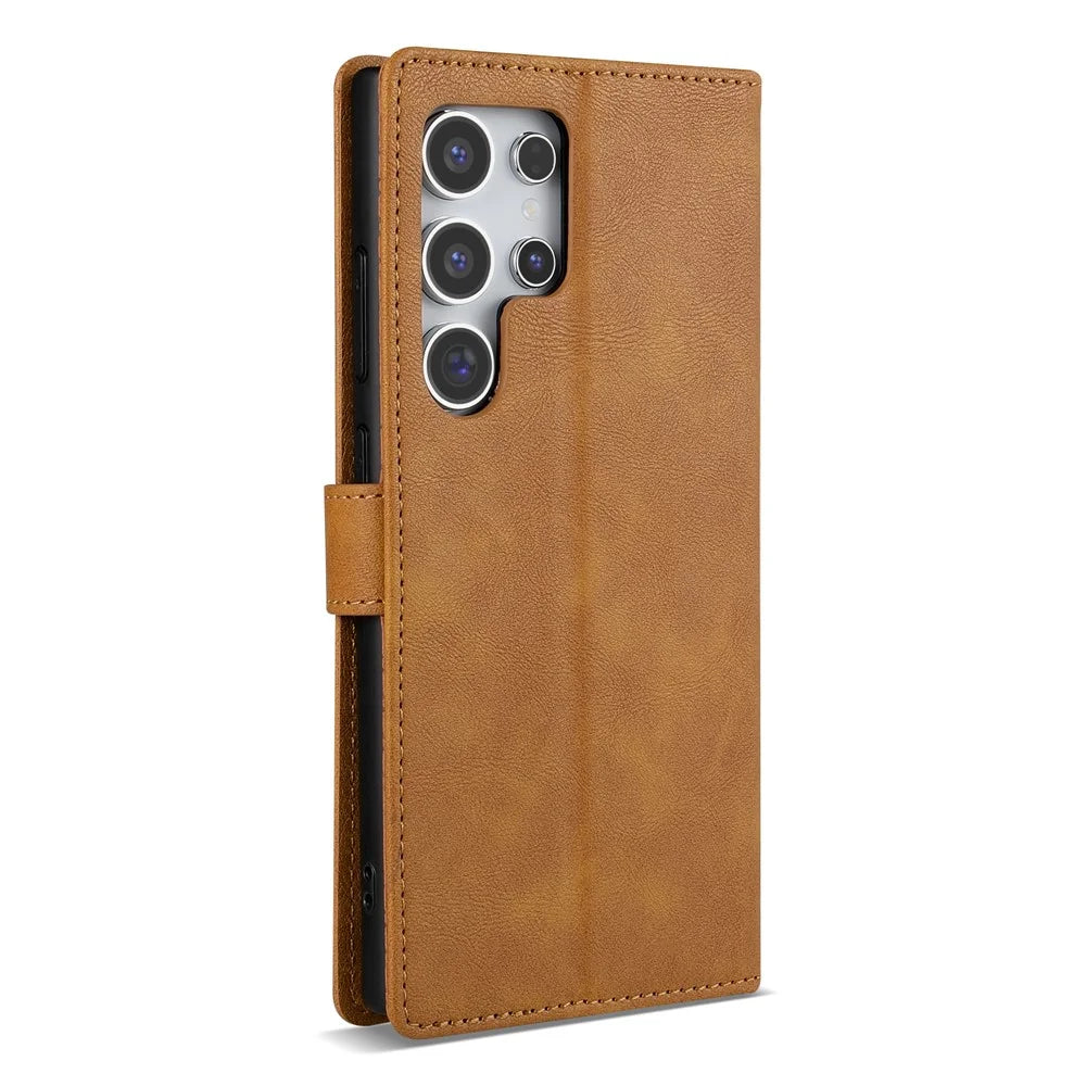 N.BEKUS CSJ-001 For Samsung Galaxy S25 Ultra Stand Case PU Leather Wallet Phone Cover - Brown - 6