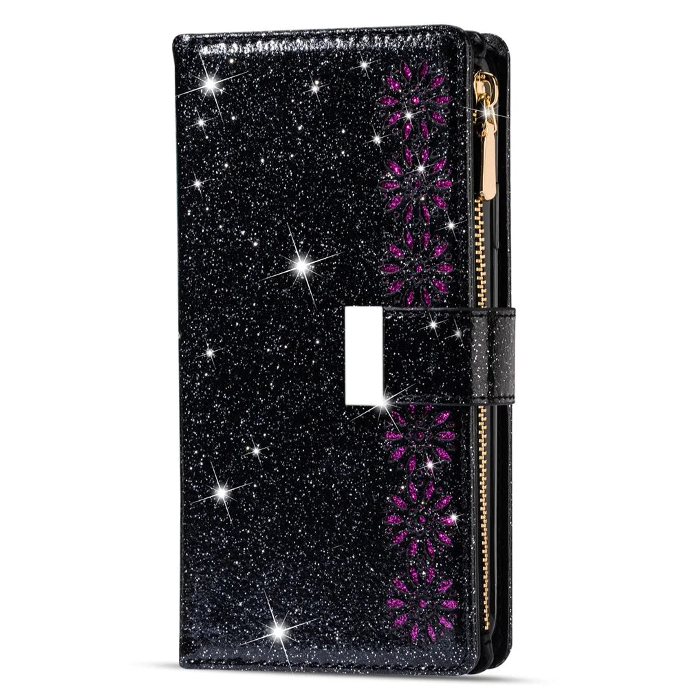 For Samsung Galaxy S25 Ultra Case Starry Sky Carving Leather Wallet Phone Cover - Black - 7
