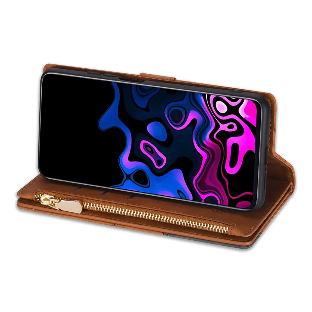 For Samsung Galaxy A16 4G / 5G Wallet Case Color Splicing Leather Phone Cover with Stand - Brown - 2