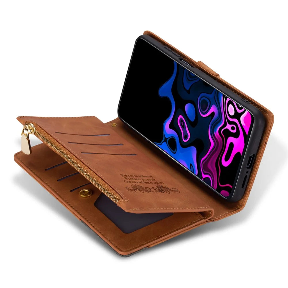 For Samsung Galaxy A16 4G / 5G Wallet Case Color Splicing Leather Phone Cover with Stand - Brown - 4