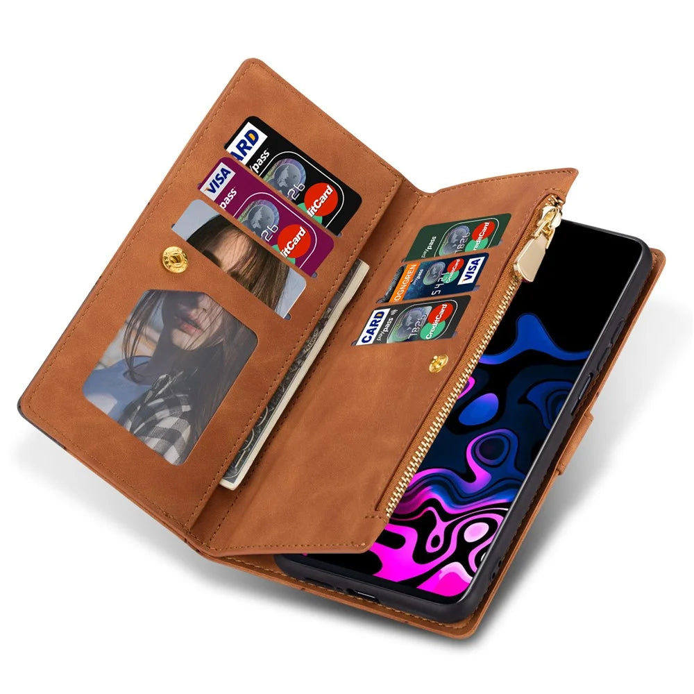 For Samsung Galaxy A16 4G / 5G Wallet Case Color Splicing Leather Phone Cover with Stand - Brown - 5