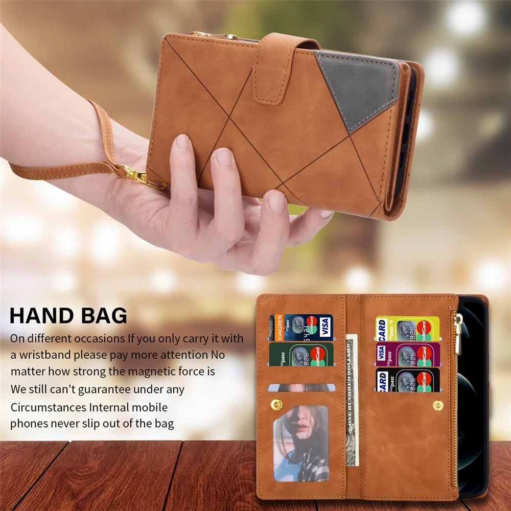 For Samsung Galaxy A16 4G / 5G Wallet Case Color Splicing Leather Phone Cover with Stand - Brown - 6