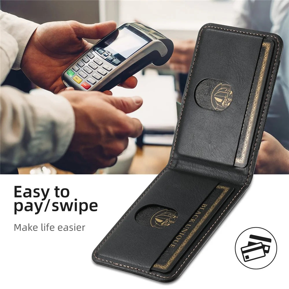 SUTENI H17 For Samsung Galaxy S24+ Magnetic Case Card Holder Kickstand Phone Cover - Black - 6