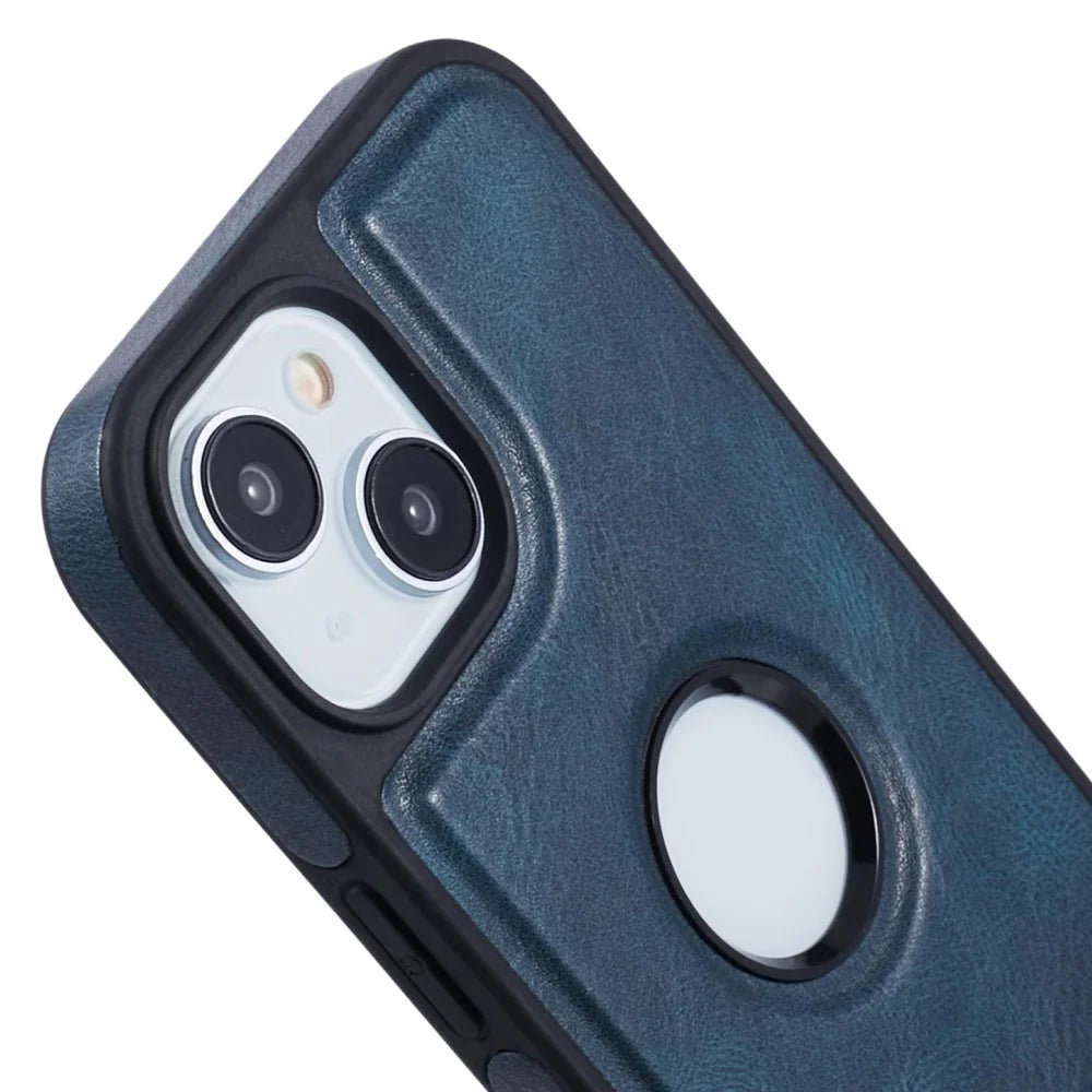 SUTENI G2 For iPhone 15 Plus Magnetic Case Leather Phone Back Cover Waxy Texture Kickstand - Blue - 7