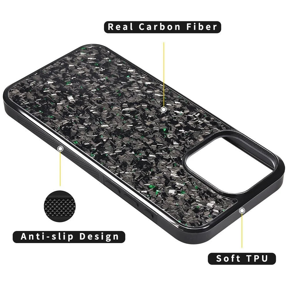 For iPhone 15 Pro Max Magnetic Case Forged Texture Aramid Fiber+TPU Anti-Slip Phone Cover - Green - 3
