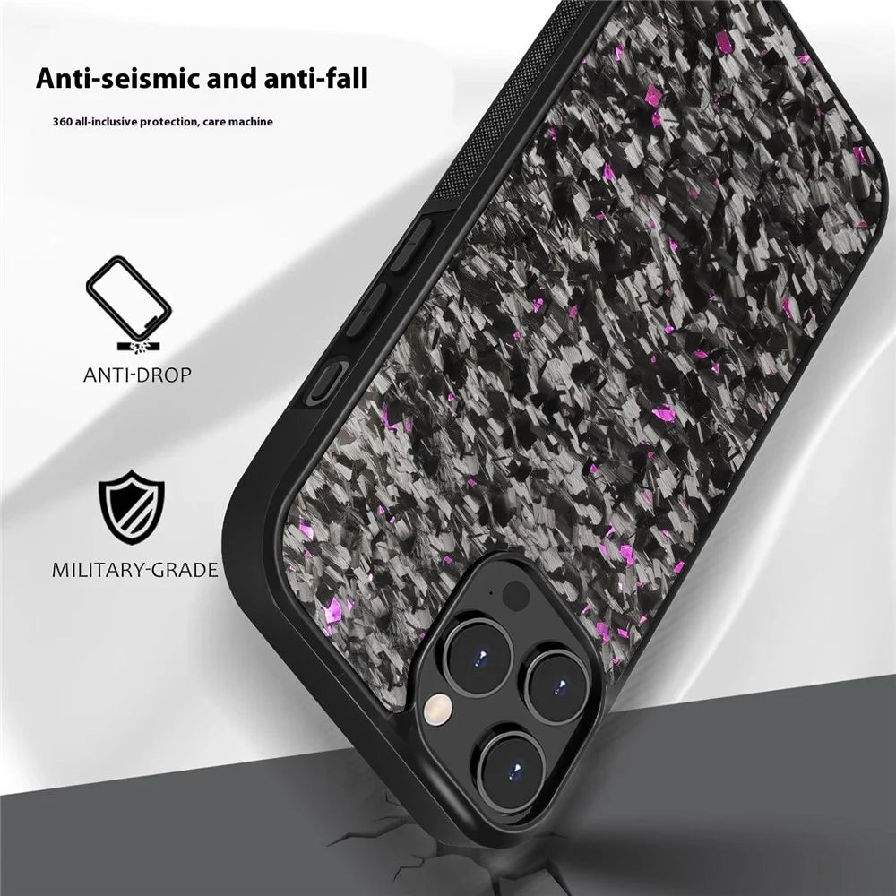 For iPhone 15 Pro Max Magnetic Case Forged Texture Aramid Fiber+TPU Anti-Slip Phone Cover - Green - 4