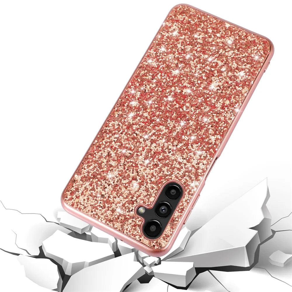 For Samsung Galaxy A16 5G / 4G Case TPU + PC Sparkling Glitter Phone Back Cover - Rose Gold - 3