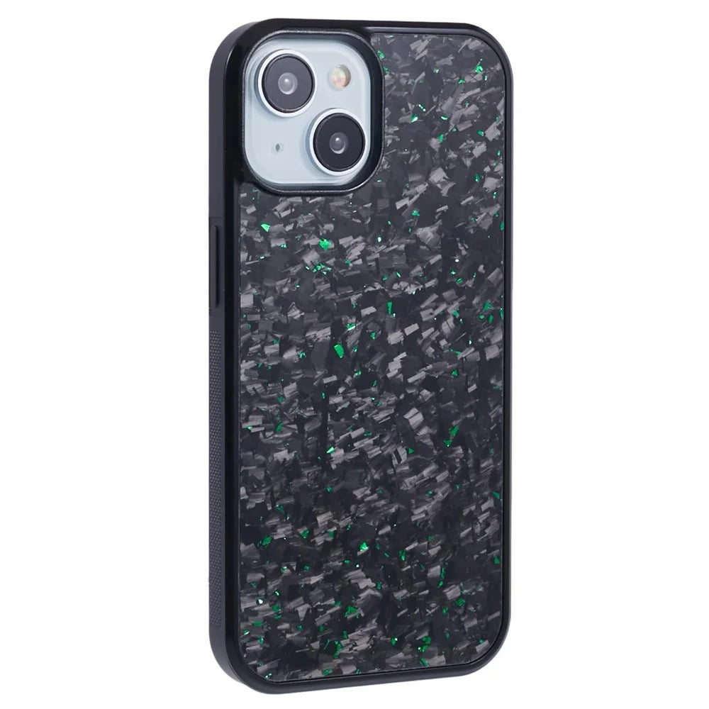For iPhone 14 Magnetic Case Forged Texture Aramid Fiber+TPU Anti-Slip Phone Cover - Green - 1