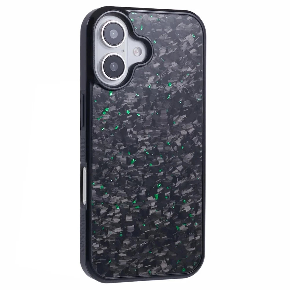 For iPhone 16 Plus Magnetic Case Forged Texture Aramid Fiber+TPU Anti-Slip Phone Cover - Green - 1