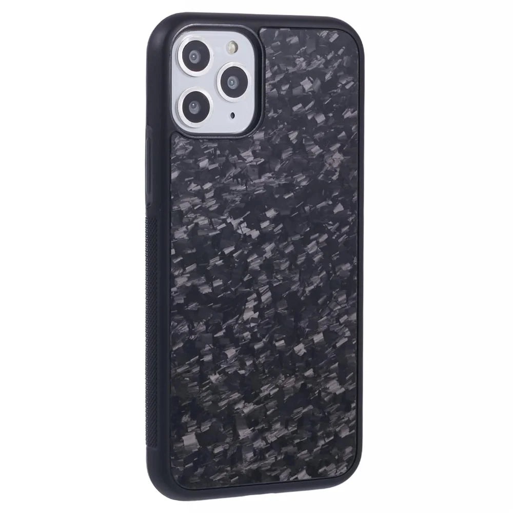 For iPhone 11 Pro Max Magnetic Case Forged Texture Aramid Fiber+TPU Anti-Slip Phone Cover - Black - 1