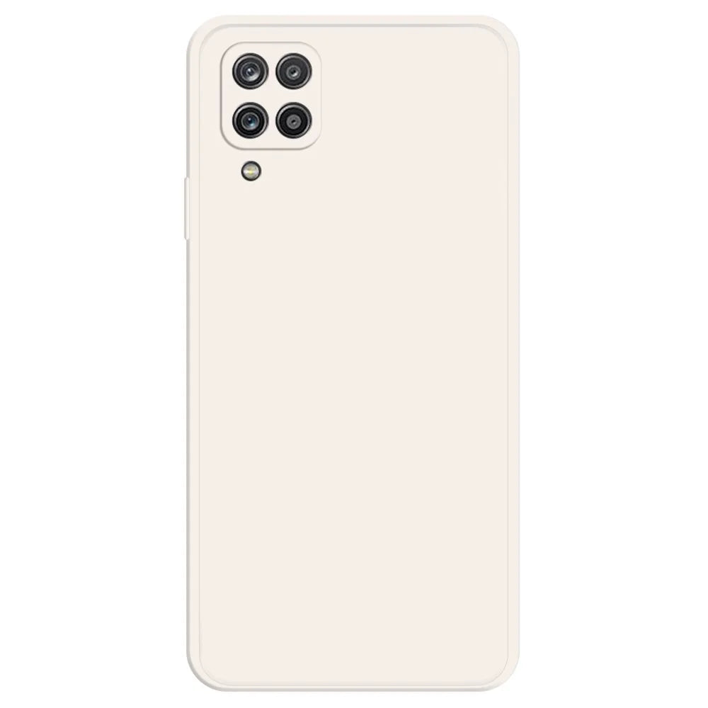 Cell Phone Back Cover for Samsung Galaxy A12, Straight Edge Rubberized TPU Phone Case with Microfiber Lining - Beige - 1