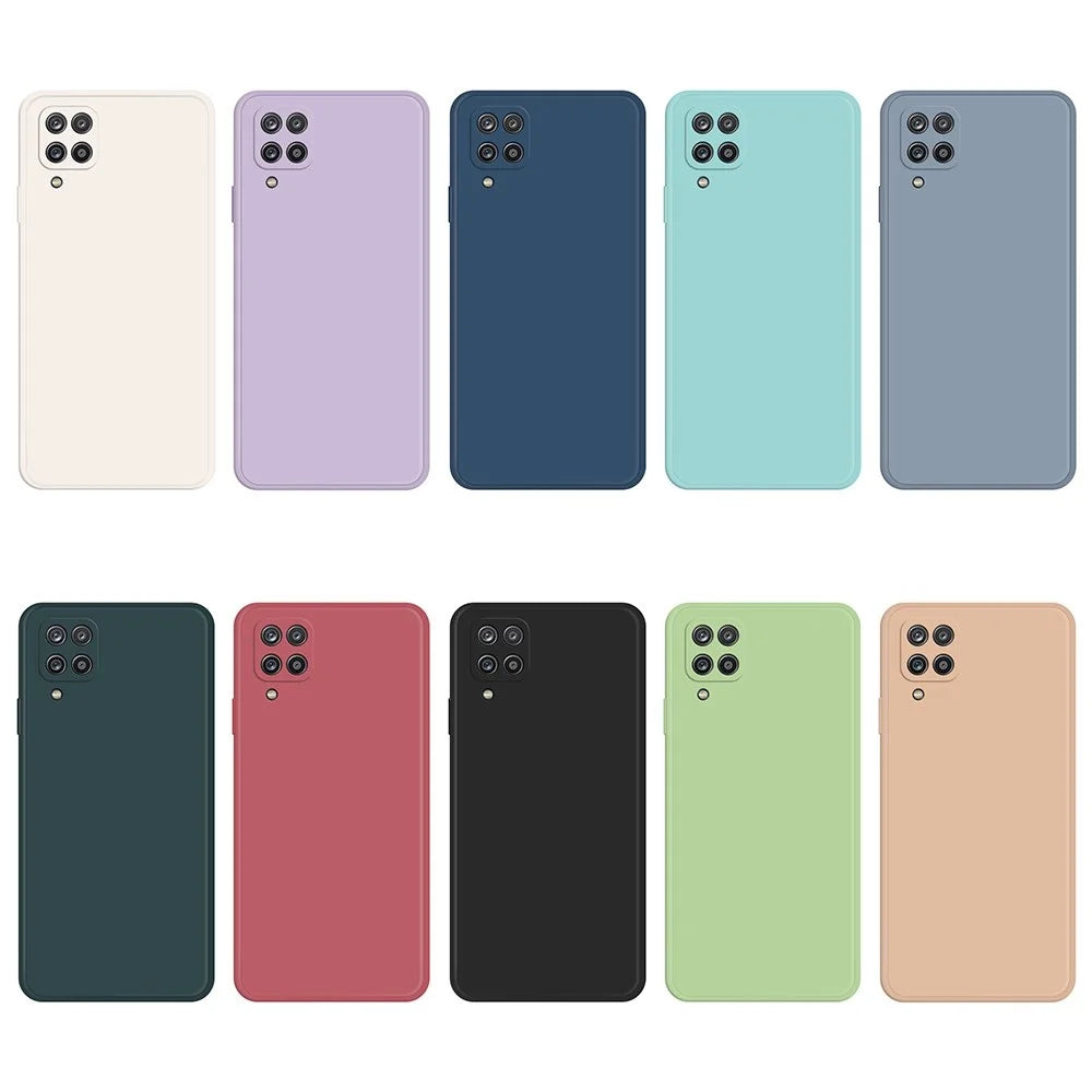 Cell Phone Back Cover for Samsung Galaxy A12, Straight Edge Rubberized TPU Phone Case with Microfiber Lining - Beige - 6
