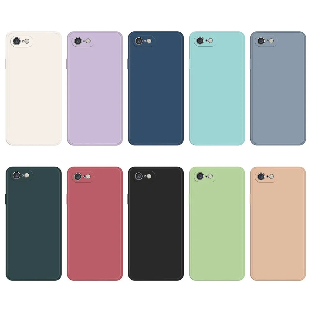 For iPhone 7 / 8 / SE (2020) / SE (2022) Drop-proof Straight Edge Cell Phone Back Cover Rubberized TPU Phone Case with Microfiber Lining - Beige - 6