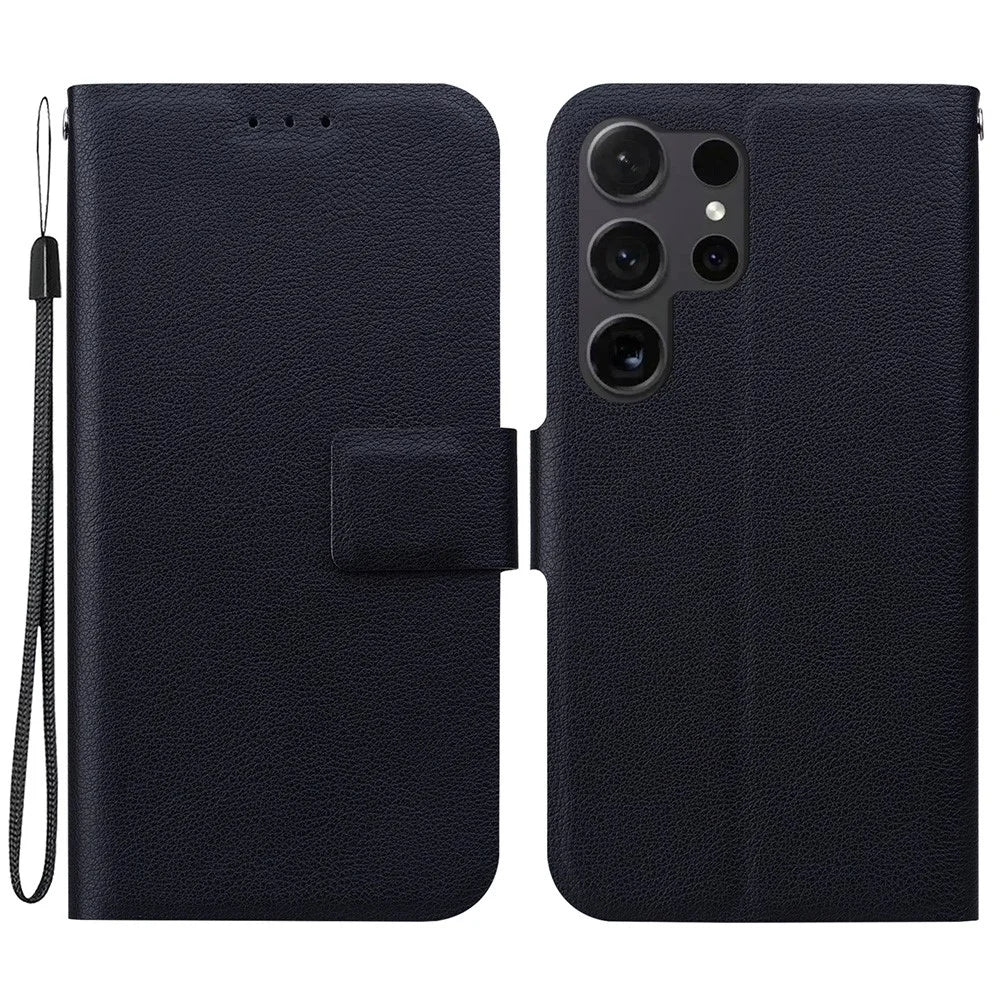 For Samsung Galaxy S25 Ultra Case Ultra-Thin PU Leather + TPU Phone Cover with Card Slot - Black - 1