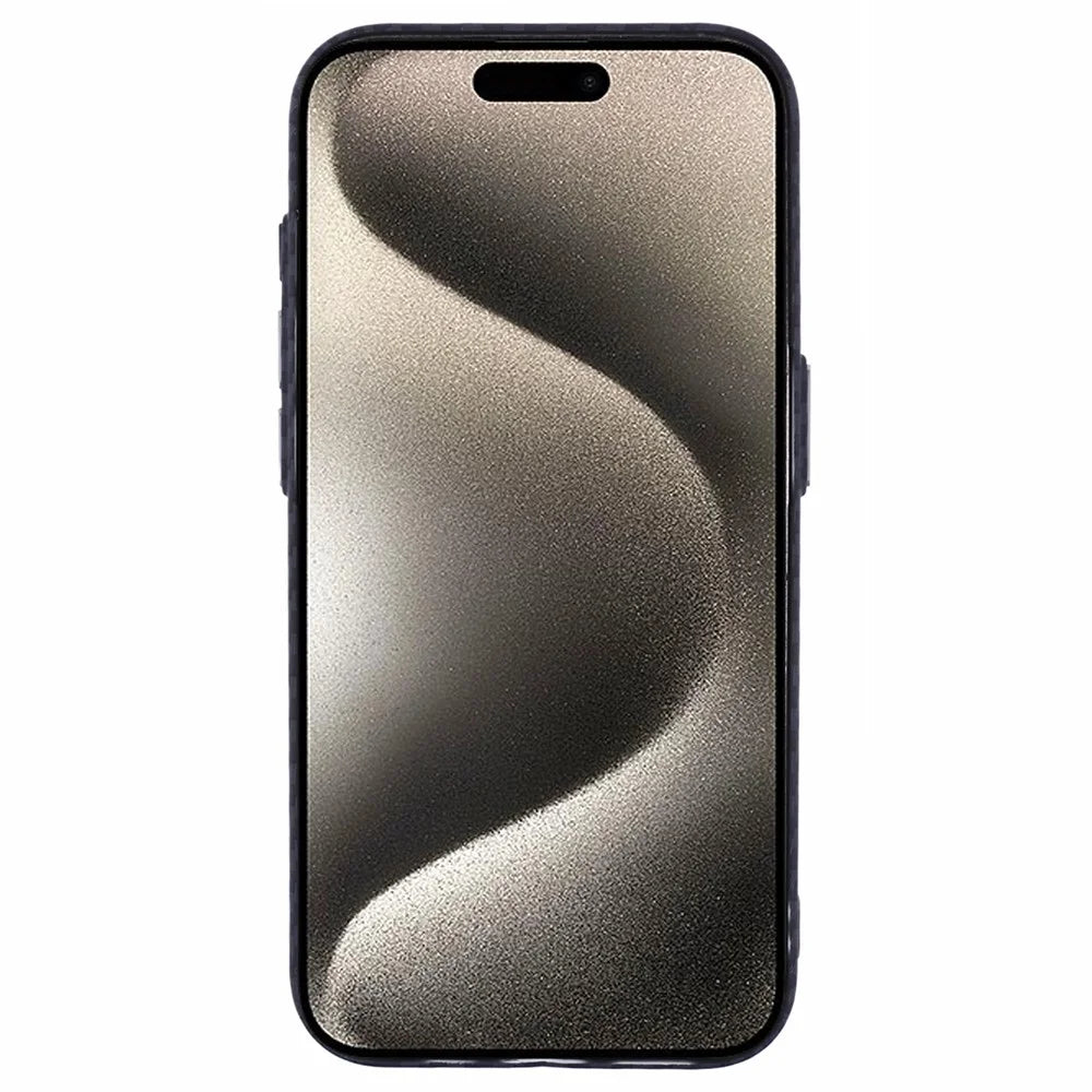 For iPhone 14 Pro Case Compatible with MagSafe Carbon Fiber Texture Water-Transfer PC Phone Cover - Black - 2