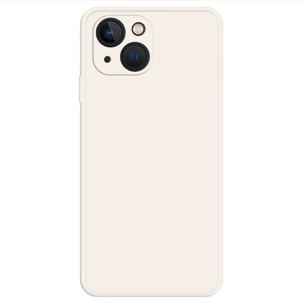 For iPhone 13 6.1 inch Straight Edge Rubberized TPU Protective Case Microfiber Lining Solid Color Smartphone Drop-Proof Cover - Beige - 1