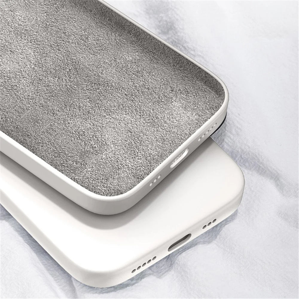 For iPhone 14 Rubberized TPU Phone Anti-Drop Case Microfiber Lining Straight Edge Cell Phone Back Cover - Beige - 2