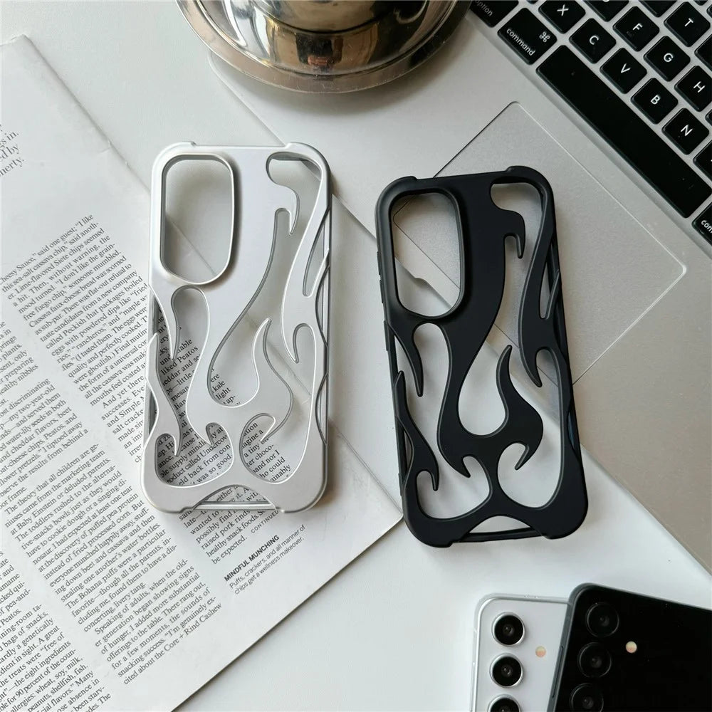 For Samsung Galaxy A15 4G / 5G Case Hollow Flame Design Matte TPU Phone Cover - Silver - 5