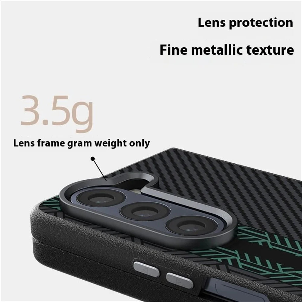 ABEEL For Samsung Galaxy Z Fold5 5G Magnetic Case PC + Aluminum Alloy + PU Leather Slim Phone Back Cover - Texture 2 - 7