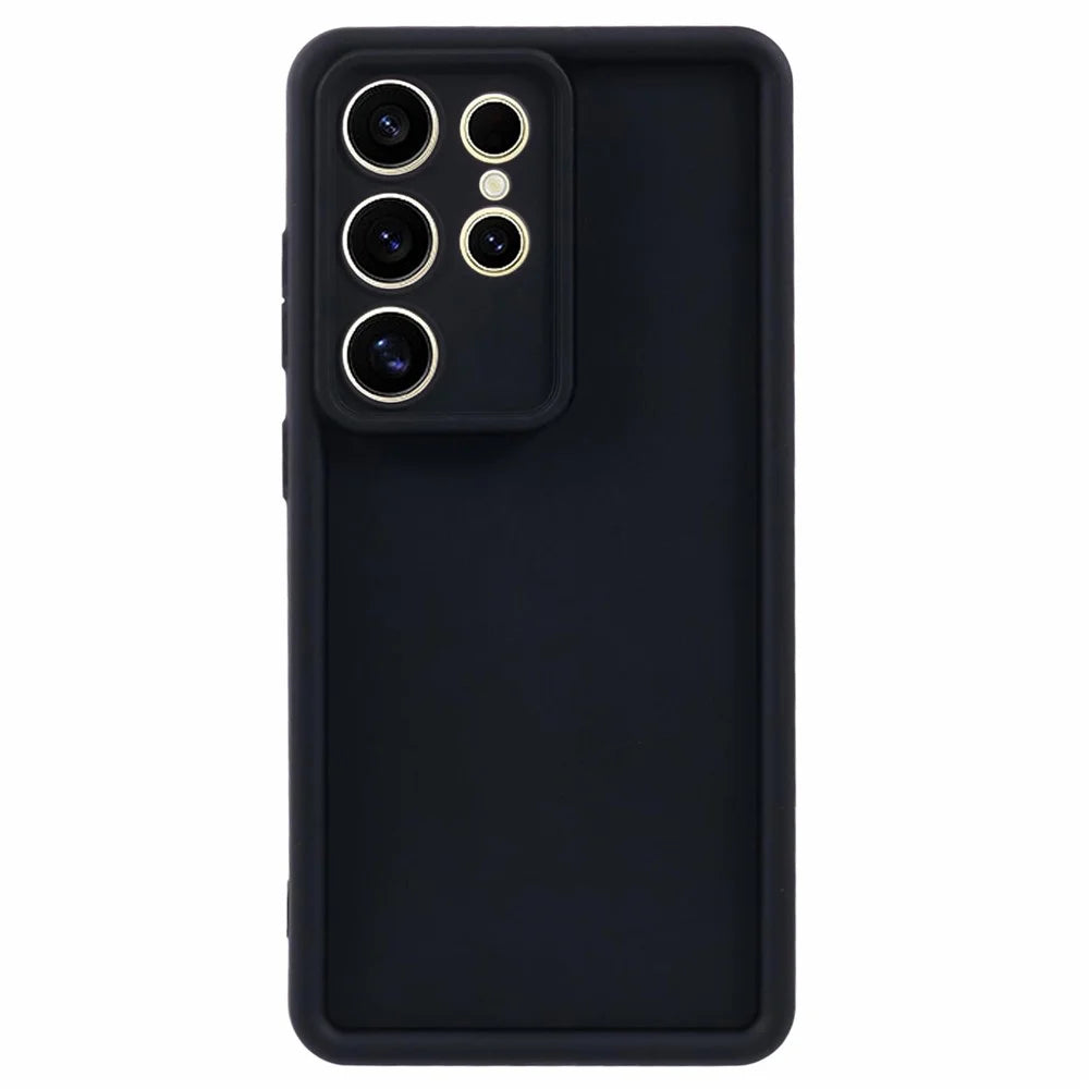 For Samsung Galaxy S25 Ultra Case Grooved Design TPU Anti-Slip Phone Cover - Black - 1