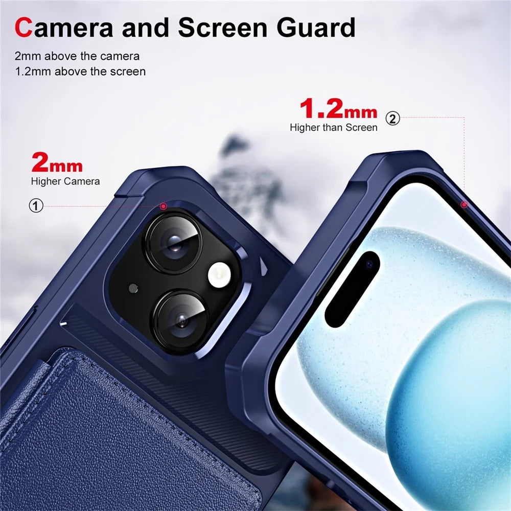 ENKAY For iPhone 14 Plus  Hat-Prince Wallet Card Slot Kickstand PU Leather +TPU Back Phone Cover with Camera Lens Film - Black - 4