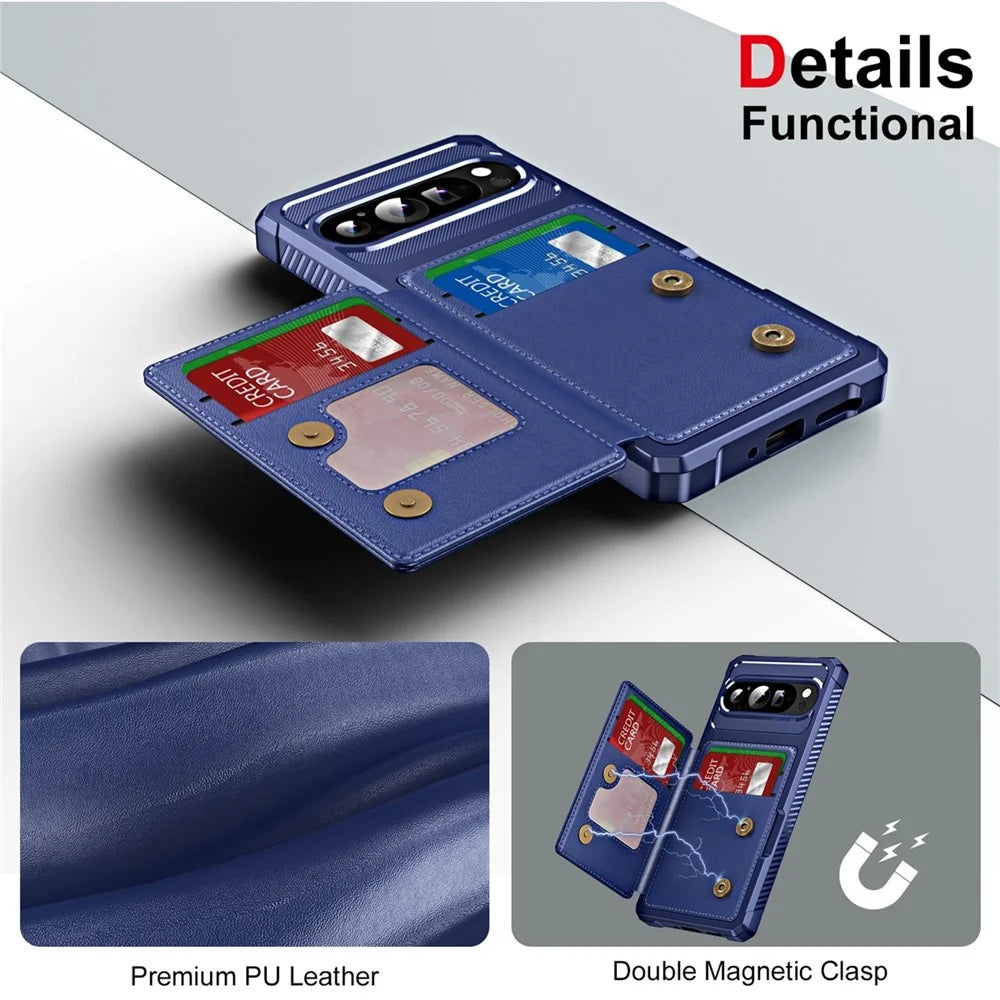 ENKAY For Google Pixel 9 Pro XL  Hat-Prince Wallet Card Slot Kickstand PU Leather +TPU Back Phone Cover with Camera Lens Film - Black - 6
