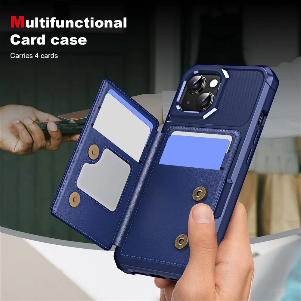 ENKAY For iPhone 14  Hat-Prince Wallet Card Slot Kickstand PU Leather +TPU Back Phone Cover with Camera Lens Film - Black - 3