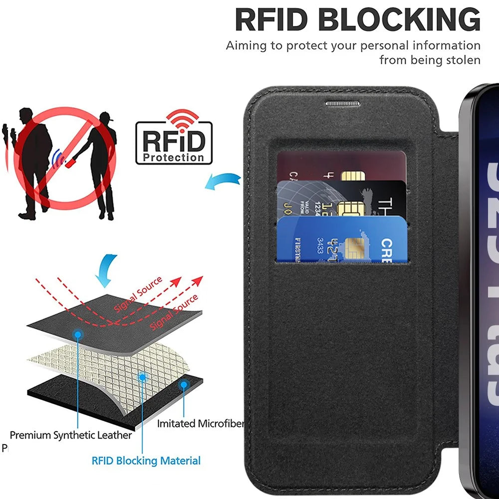 For Samsung Galaxy S25+ Magnetic Case Rhombus PU Leather Phone Cover - Black - 3