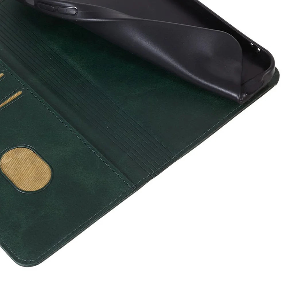 For Samsung Galaxy A36 5G Case Strong Magnetic PU Leather Phone Cover Calf Texture - Green - 4