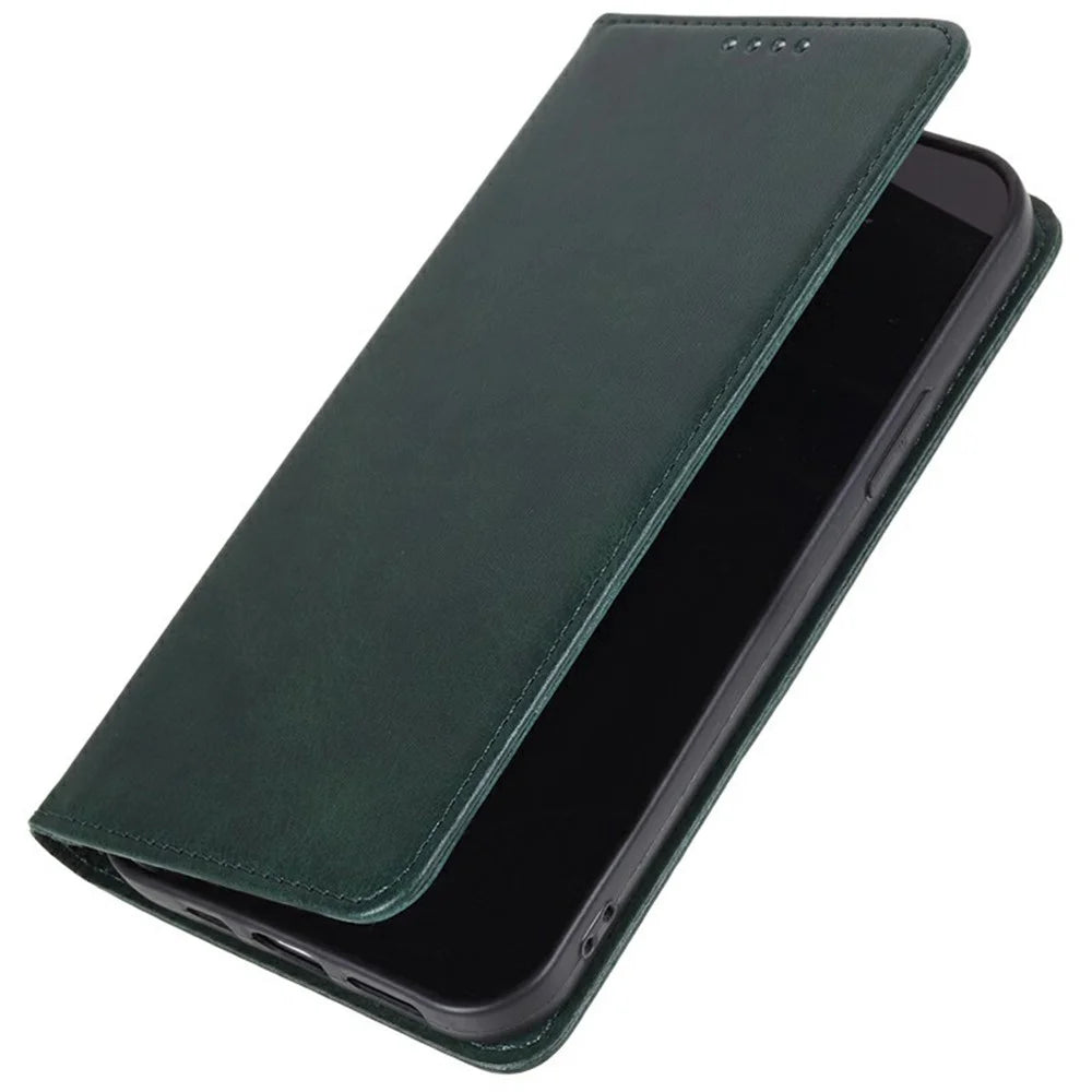 For Samsung Galaxy A36 5G Case Strong Magnetic PU Leather Phone Cover Calf Texture - Green - 5