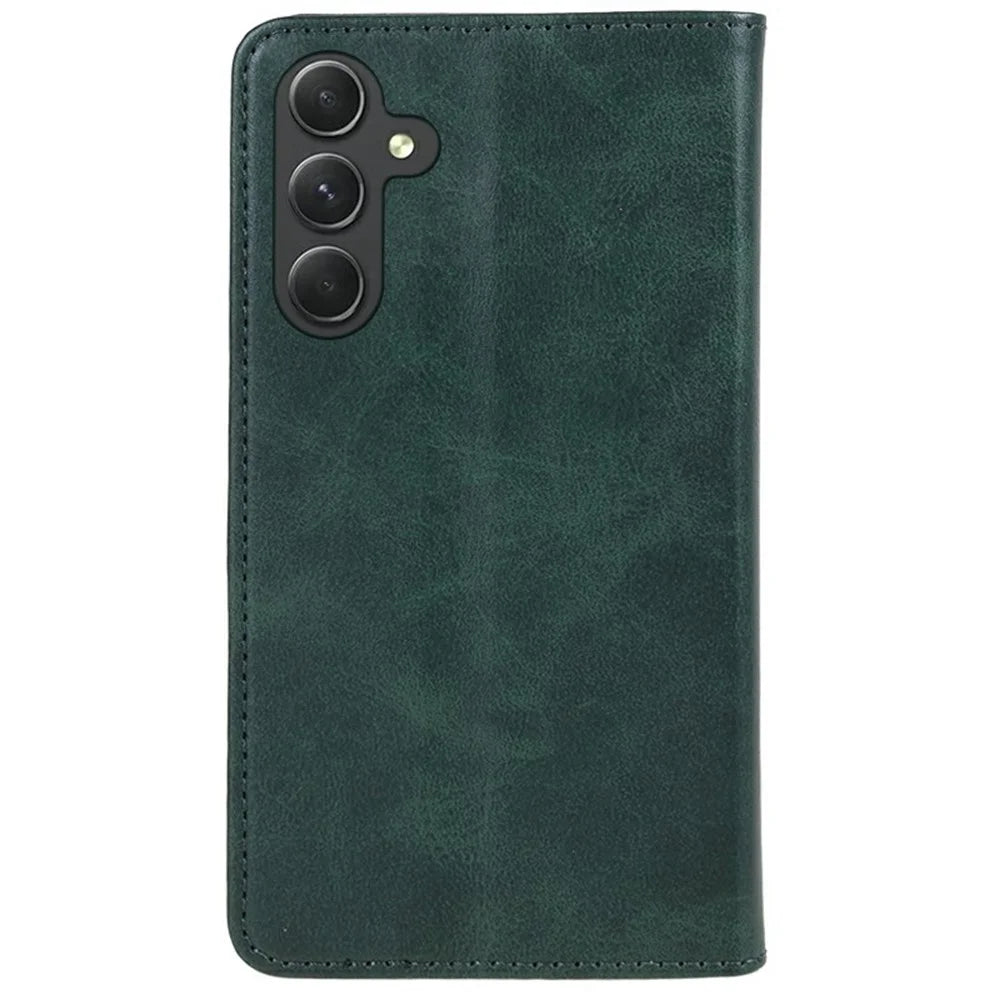 For Samsung Galaxy A36 5G Case Strong Magnetic PU Leather Phone Cover Calf Texture - Green - 7
