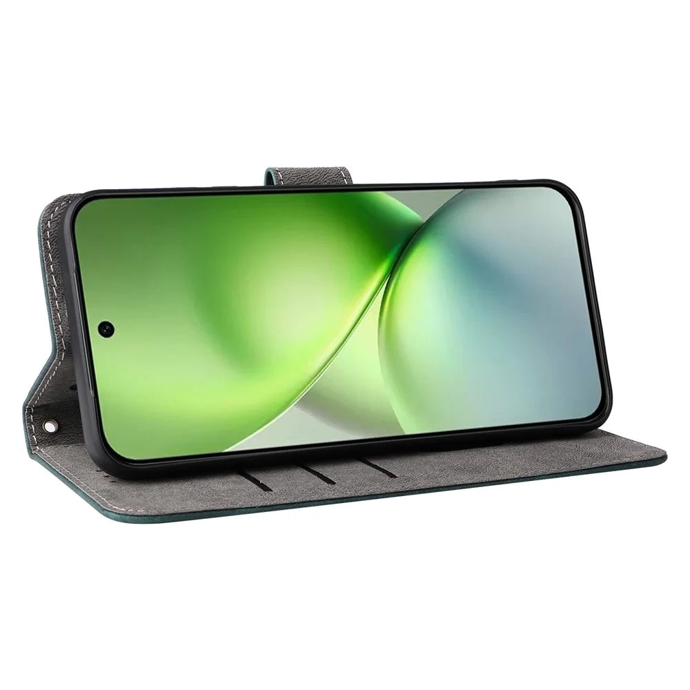 For vivo X200 Pro mini 5G Wallet Phone Case RFID Blocking PU Leather Flip Cover Stand View - Green - 3