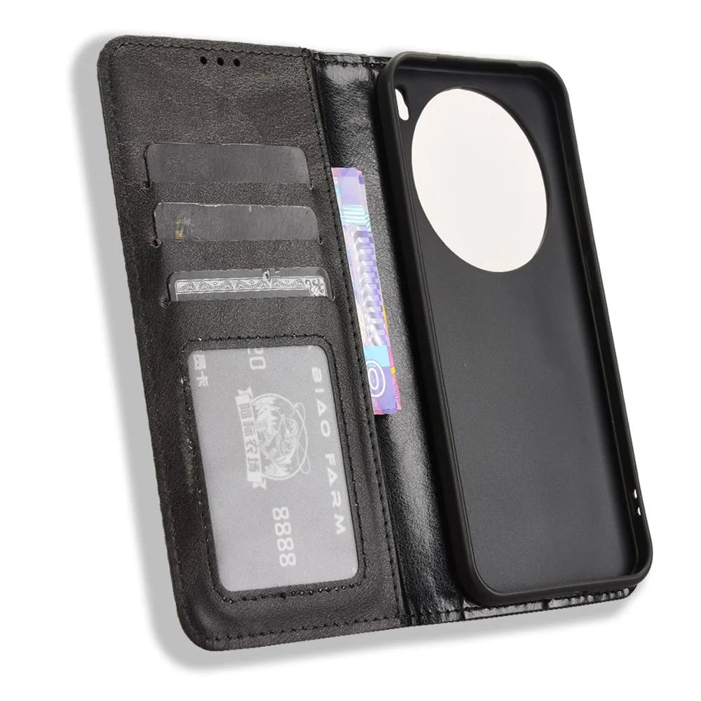 For vivo X200 5G Leather Case Wallet Stand Retro Texture Phone Cover - Black - 2