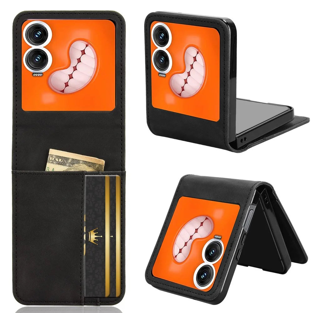 For Infinix Zero Flip 5G X6962 Case Separable Design Card Slot Leather+PC Phone Cover - Black - Black - 1