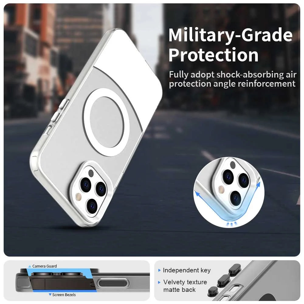 For iPhone 14 Pro Case Compatible with MagSafe Color Splicing IMD TPU+PET+PC Mobile Cover - White - 2