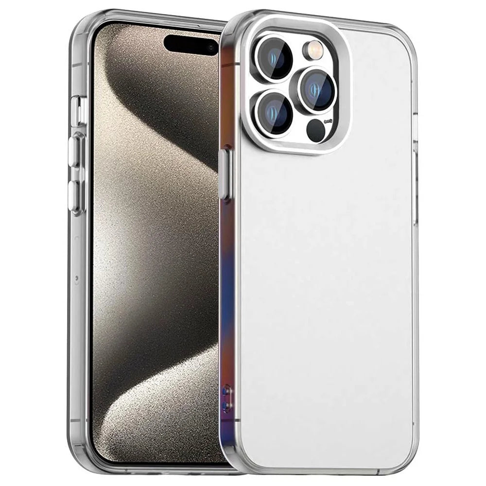 For iPhone 15 Pro Case PC+TPU+PET Matte Anti-Drop Phone Back Cover - White - 1