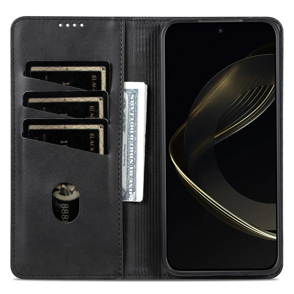 AZNS For Samsung Galaxy S25 Ultra Case Cowhide Texture PU Leather Wallet Phone Cover - Black - 2