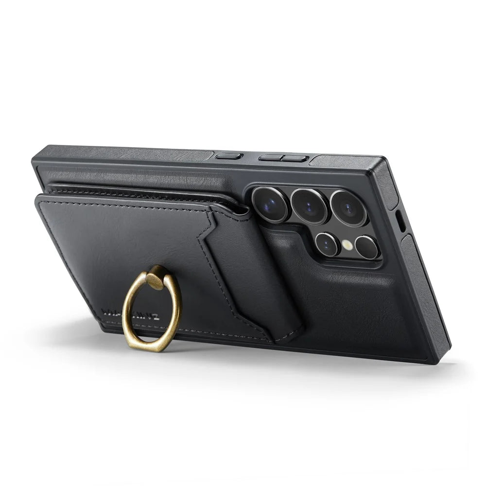 MAGKING K1 Series For Samsung Galaxy S24 Ultra Magnetic Case PC+TPU+PU Phone Cover with Card Holder - Black - 4