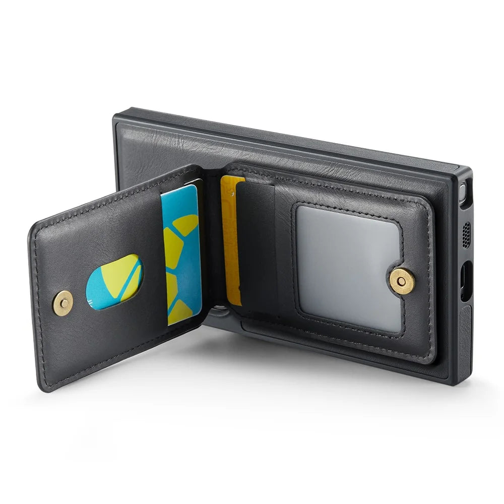 MAGKING K1 Series For Samsung Galaxy S24 Ultra Magnetic Case PC+TPU+PU Phone Cover with Card Holder - Black - 7