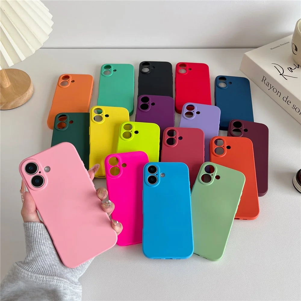 For iPhone 16 Plus Phone Back Case Scratch Resistant Silicone Mobile Cover - Black - 7